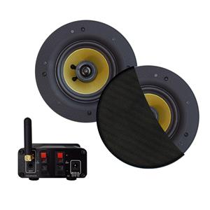Aquasound Bluetooth-Audio Versterker  Airplay + DLNA 50W Inclusief Speakerset  Rumba 120 mm Zwart 