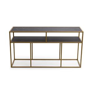 STALUX Side-table Teun 150cm - goud / zwart marmer