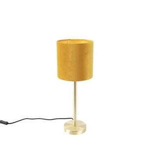 QAZQA Messing Tischlampe mit gelbem Schirm 20 cm - Simplo