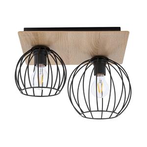 Euluna Plafondlamp Malin, houten kap hoekig, 2-lamps