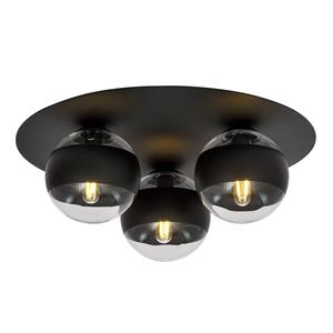Euluna Plafondlamp Kenzo, zwart/helder, 3-lamps