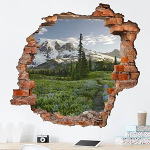 Klebefieber 3D Wandtattoo Bergblick Wiesenpfad