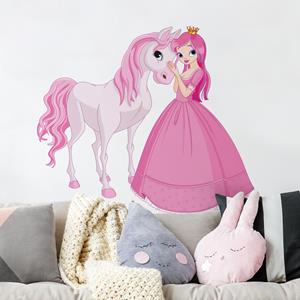 Klebefieber Wandtattoo Kinderzimmer Prinzessin mit ihrem Pferd