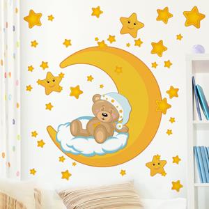 Klebefieber Wandtattoo Kinderzimmer Teddys Sternenhimmel Megaset