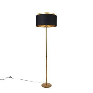 QAZQA Moderne vloerlamp goud met kap zwart met goud - Simplo