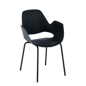 Houe Stapelbarer Sessel Falk plastikmaterial schwarz / Hausmüll-Recycling - Sitzkissen - Beine Metall -  - Schwarz