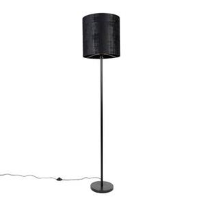 QAZQA Moderne Stehlampe schwarz Schirm schwarz 40 cm - Simplo
