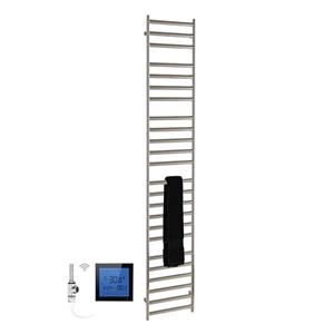 SSI Design Athena elektrische radiator met zwarte digitale thermostaat RVS geborsteld 160x35cm 300W