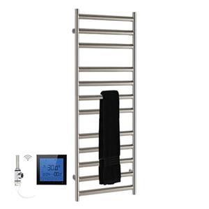 SSI Design Athena elektrische radiator met zwarte digitale thermostaat RVS geborsteld 120x50cm 300W