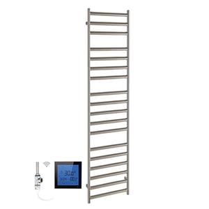 SSI Design Athena elektrische radiator met zwarte digitale thermostaat RVS geborsteld 140x50cm 300W