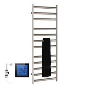 SSI Design Athena elektrische radiator met zwarte digitale thermostaat RVS geborsteld 80x60cm 300W