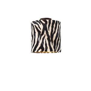 QAZQA Plafondlamp mat zwart velours kap zebra dessin 25 cm - Combi