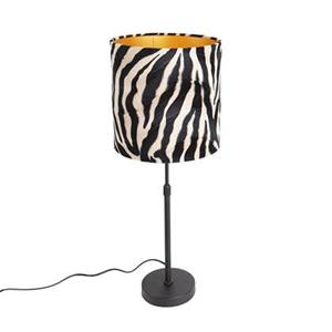 Qazqa Tafellamp Zwart Kap Zebra Dessin 25 Cm Verstelbaar - Parte