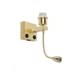 QAZQA Art Deco Wandlampe Gold mit USB und Flexarm - Brescia Combi