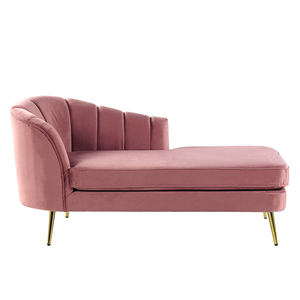 BELIANI Chaise longue fluweel roze linkszijdig ALLIER
