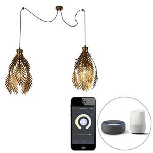 QAZQA Smart hanglamp goud 2-lichts incl. Wifi A60 - Botanica