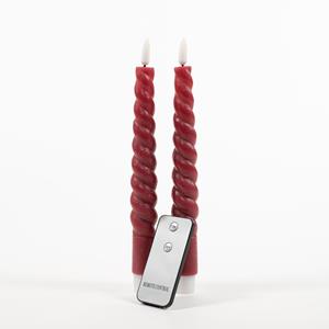 Anna's Collection 2Pcs Burgundy Swirl Rustic Wax Taper Candle 23Cm 3D Wic
