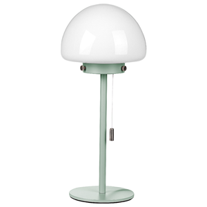 beliani Minimalistische Tischleuchte mit Zugschalter Lampenschirm aus Glas mit Metallsockel Grün Moruga - Grün