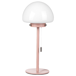 beliani Minimalistische Tischleuchte mit Zugschalter Lampenschirm aus Glas mit Metallsockel Rosa Moruga - Rosa