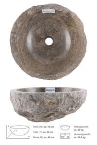 Wohnfreuden Aufsatzwaschbecken Marmor Waschbecken EROSI 40 cm grau (Kein Set), 125883_MDaS25.116