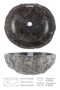 Wohnfreuden Aufsatzwaschbecken Marmor Waschbecken EROSI 50 cm grau (Kein Set), 125872_MDaM1.113