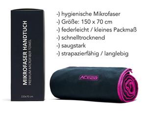 ACE2B Sporthandtuch  Fitness Handtuch Mikrofaser schnelltrocknend 150cm x 70cm Pink