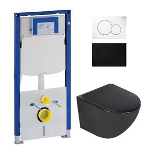 Geberit UP320 toiletset met Sanigoods Select compacte mat zwarte toiletpot inclusief zitting