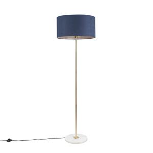 QAZQA Messing Stehlampe mit blauem Schirm 50 cm - Kaso