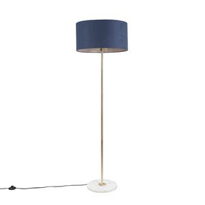 Qazqa Vloerlamp Messing Met Blauwe Kap 50 Cm - Kaso