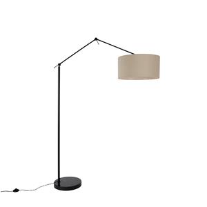 Qazqa Vloerlamp Zwart Met Kap Lichtbruin 50 Cm Verstelbaar - Editor