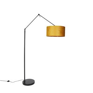 Qazqa Moderne Vloerlamp Zwart Met Kap Goud 50 Cm - Editor