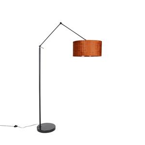 Qazqa Moderne Vloerlamp Zwart Met Kap Oranje 50 Cm - Editor