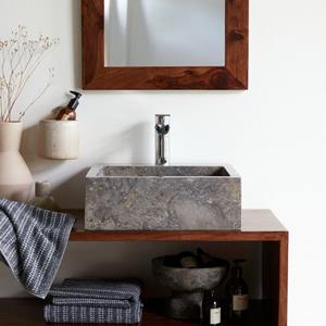 Tikamoon Waschbecken Waschbecken für das Badezimmer aus Grauem Marmor S