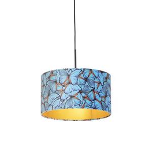 QAZQA Hanglamp met velours kap vlinders met goud 35 cm - Combi