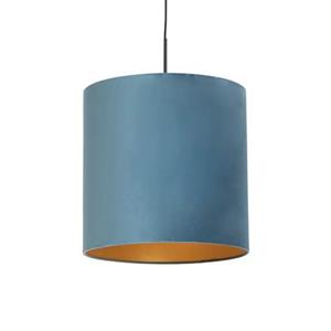 QAZQA Hängelampe mit Veloursschirm blau mit Gold 40 cm - Combi