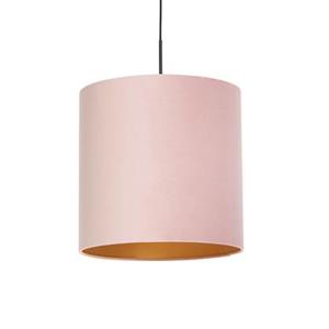 QAZQA Hängelampe mit Veloursschirm rosa mit Gold 40 cm - Combi