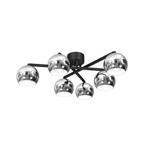 Luminex Jano plafondlamp, zwart/chroom, 6-lamps