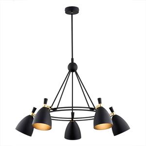 Argon Hanglamp Charlotte, vijf lampen, zwart