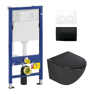 Geberit UP100 toiletset met Sanigoods Select compacte mat zwarte toiletpot inclusief zitting