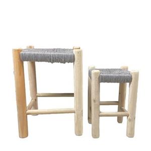 Dijk Natural Collections DKNC - Kruk paulownia hout - 28x28x38cm - Set van 2 - Grijs