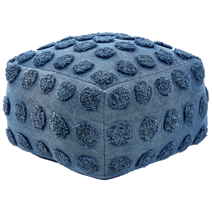 beliani Moderner Pouf in Blau aus Baumwolle quadratisch 50 x 50 cm Punktmuster Vishvi - Blau