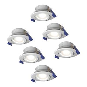 HOFTRONIC™ - Satz von 6 Lima LED-Einbaustrahlers - Kippbar - 6000K - Tageslichtweiß - IP65 wasser- und staubdicht - Außenbereich - Badezimmer - Auswechselbare Lichtquelle GU10 - 5 Wa