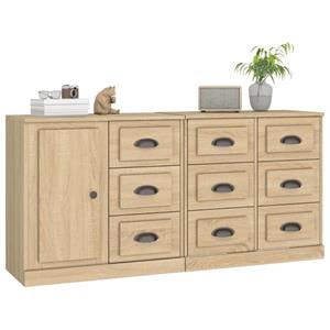 vidaXL Sideboard Sideboards 3 Stk. Sonoma-Eiche Holzwerkstoff (3 St)