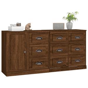 vidaXL Sideboard Sideboards 3 Stk. Braun Eichen-Optik Holzwerkstoff (3 St)