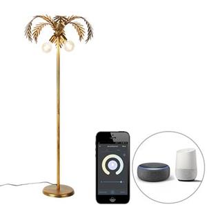 QAZQA LED Vloerlamp botanica - Goud/messing - Retro - D 60cm