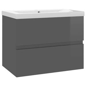 VIDAXL Waschbeckenunterschrank Einbaubecken Hochglanz-grau Spanplatte