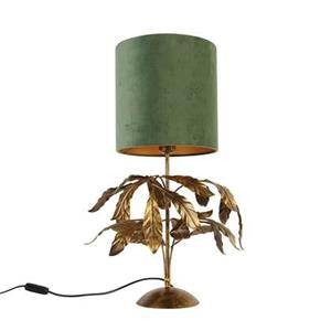 QAZQA Vintage Tischlampe Antik Gold mit grünem Schirm - Linde