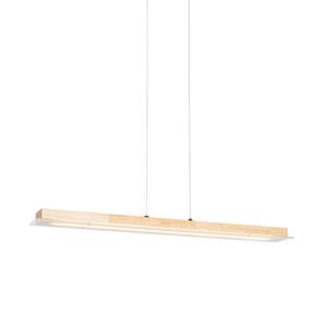 QAZQA Landelijke hanglamp hout incl. LED met touchdimmer - Platina