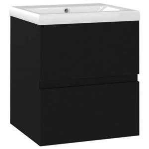 VIDAXL Waschbeckenunterschrank Mit Einbaubecken Schwarz Spanplatte
