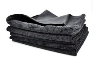 Radami Waschhandschuh 5x Mikrofasertücher Putztücher schwarz 40x40cm